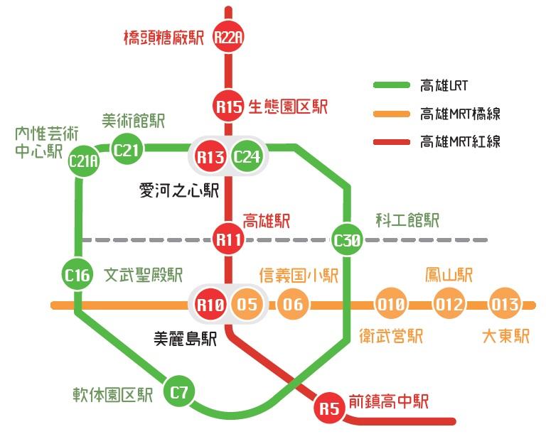 高雄MRT・LRT路線図（日本語）