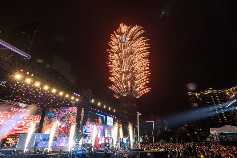 2024年のカウントダウン花火（写真／台北市政府）